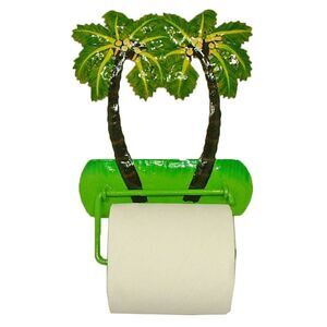 Tropical Palm Tree Toilet Paper TP Holder or Hand Towel Bar Haitian Metal Art